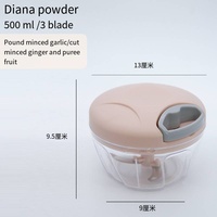 Petit hachoir manuel en acier inoxydable avec cordon de serrage, outil en PP pour hacher l'ail, le poivre, les fruits et les aliments complémentaires pour bébés