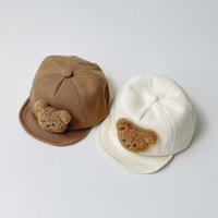 Chapeaux Enfants Filles et Accessoires Bébé, Casquette Bébé en Velours Côtelé à Motif Ours de Dessin Animé, Casquette de Baseball Printemps-Automne pour Garçons et Filles