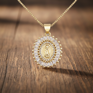 Colgante <span class=keywords><strong>de</strong></span> la <span class=keywords><strong>Virgen</strong></span> María, Nuestra Señora <span class=keywords><strong>de</strong></span> <span class=keywords><strong>Guadalupe</strong></span>, con Circonitas Multicolores, Chapado en Oro <span class=keywords><strong>de</strong></span> 18K sobre Cobre, Regalo Católico, Joyería Religiosa - Product Image 5