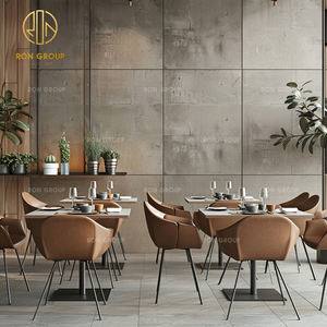 Juego de muebles de mesa y silla de restaurante de hotel para cafetería comercial curvada de terciopelo de madera marrón vintage - Product Image 4