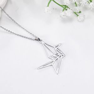 Collier en acier inoxydable avec grue Origami pour femmes et filles, ras du <span class=keywords><strong>cou</strong></span>, cadeaux <span class=keywords><strong>de</strong></span> noël - Product Image 5