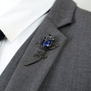 カスタムラインストーンパール高級デザイナー服シャツ装飾卸売カスタムブライダルメタルフラワーレディースブローチ - Product Image 2