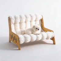 Canapé-lit de luxe en velours à bulles pour animaux de compagnie, grand modèle, surélevé, en bois, pour chiens et chats, fauteuil lounge doux et moelleux, écologique, pour intérieur
