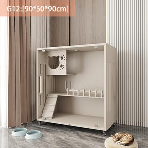 บ้านแมวไม้สองชั้น พร้อมที่ปีนป่าย สำหรับแมวขนาดเล็ก เหมาะสำหรับใช้ในอพาร์ทเมนต์ ระบายอากาศได้ดี ใช้ได้ทุกฤดู - Product Image 4