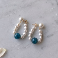 Boucles d'oreilles créoles en pierre naturelle pour femmes, tendance, avec perles de pierres précieuses colorées, bijoux de mode pour mariage, vente en gros