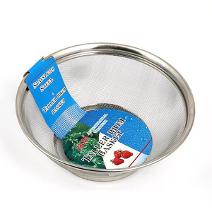 Stainless Steel Mesh Basket 28cm Taller Brim Fruit Vegetable Strainer Kitchen Utensil Dishwasher Safe - Product Image 1