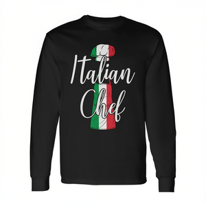 T-shirt à manches longues pour chef italien avec motif drapeau, thème de cuisine amusant - Product Image 2