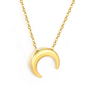 Collar con colgante de luna minimalista, cadena de clavícula dorada de acero inoxidable para mujer, diseño geométrico, joyería de moda - Product Image 2