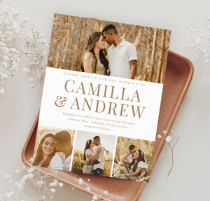 การ์ดเชิญงานแต่งงานแบบสั่งพิมพ์พิเศษ ดีไซน์หรูหรา <span class=keywords><strong>สี</strong></span>ทอง ทันสมัย พร้อมรูป<span class=keywords><strong>ภาพ</strong></span> - Product Image 2