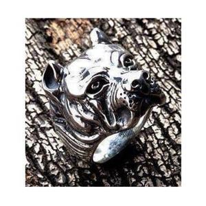 Anillo con forma de animal Shar Pei Dog para hombre, regalo, joyería, accesorio de moda en tono plateado - Product Image 3
