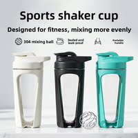 Bouteille de shaker sportif Lingyue 700 ml, anti-fuite, avec boule en acier inoxydable 304 pour la salle de sport, le fitness et les voyages