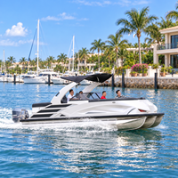 Bateau ponton familial de luxe en aluminium pour passagers, avec sièges haut de gamme et moteur hors-bord, idéal pour les croisières sur le lac et les fêtes