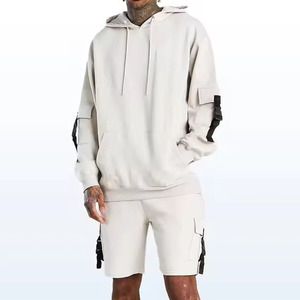 Ensemble 2 pièces unisexe personnalisé en maille polyester/coton : sweat à capuche et short – Collection homme en promotion - Product Image 1