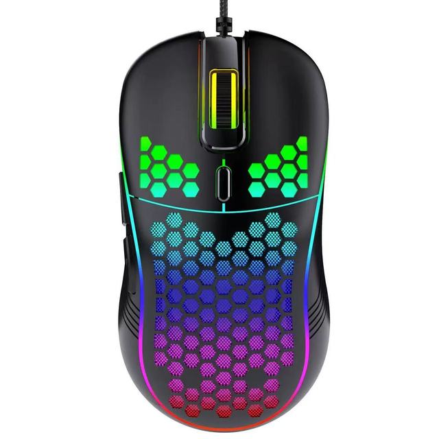 Wired Ergonomic Wireless Mouse, Hollowed-out Lightweight Gaming Glowing Computer Mouse
