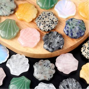 Regalos únicos 30mm piedra preciosa natural tallada a mano cristal cuarzo rosa bolsillo forma de concha de mar estatua curativa para decoración del hogar - Product Image 3