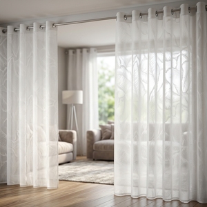 Cortinas Voile Blancas Jacquard al por Mayor DaiRui con Diseño de Plumas y Hojas, con Ojales, <span class=keywords><strong>para</strong></span> Hotel y Sala de Estar - Product Image 5