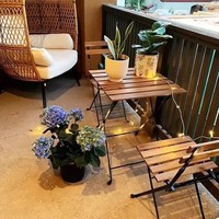 Ensemble de meubles d'extérieur pliants - Table et chaises en fer forgé pour jardin, terrasse, balcon
