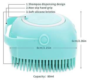 Soft Safety Eco-Friendly 2-in-1 <b>Dog</b> & Cat Grooming Silicone Shower <b>Massage</b> Shampoo Dispenser Brush Bath Brush with Custom Logo - Product Image 3