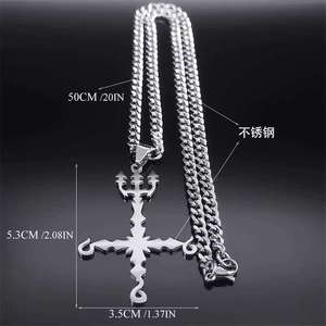 Nuevo gótico Cruz invertida Trident Devil collar Hip Hop Punk estilo hombres colgante joyería - Product Image 3