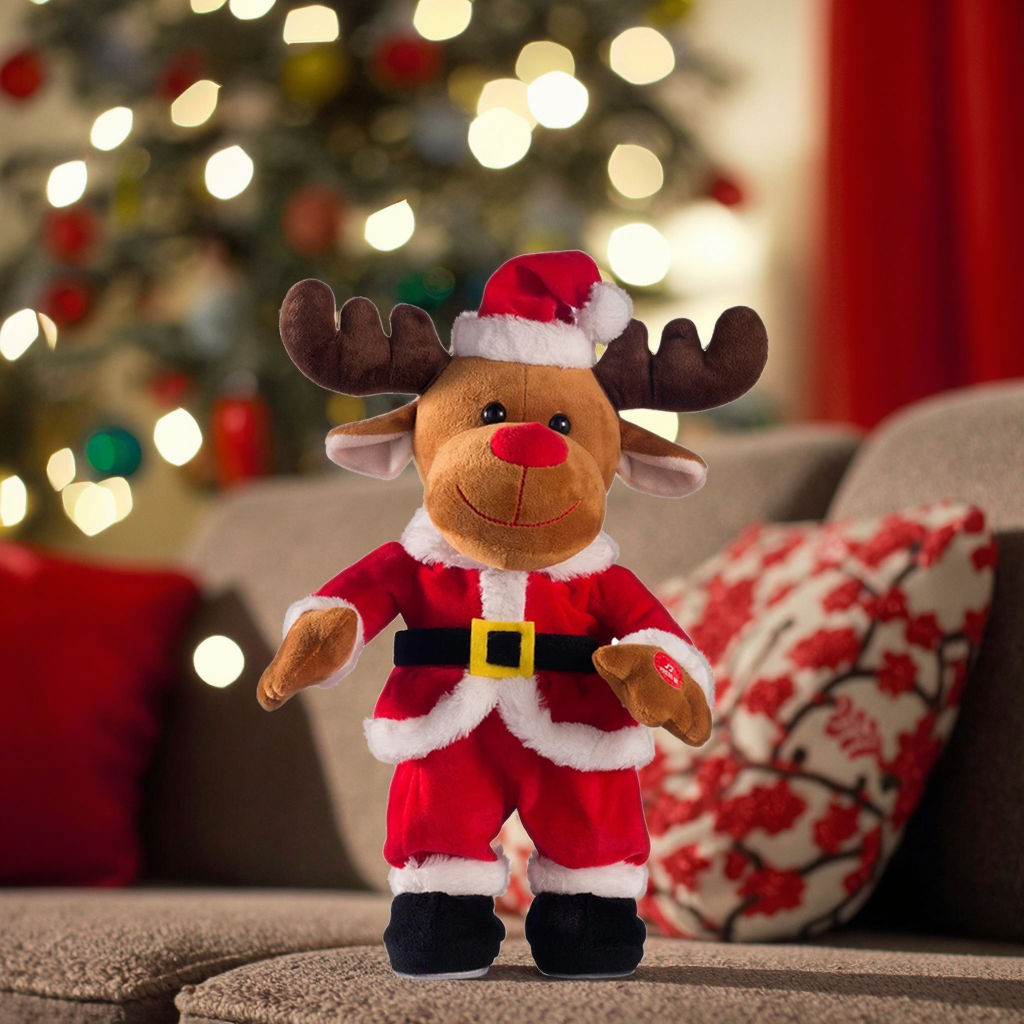 Papa Noel de peluche en movimiento lindo y seguro, perfecto para