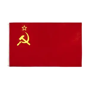 Stok Republik Sosialis Soviet bendera Uni Soviet 3x5 kaki, 100% poliester dengan Grommet kuningan