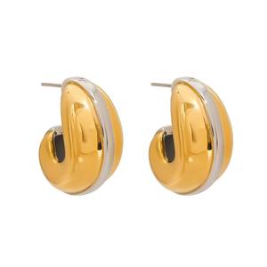 Fashion Stainless Steel Ear Studs Water Drop Shape <b>Earrings</b> <b>Gold</b> Plated Trendy Women's Ear Hangings - Product Image 1