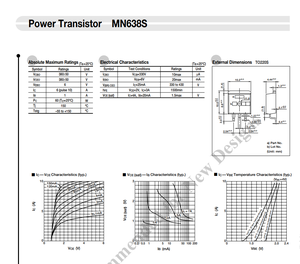 ทรานซิสเตอร์กำลัง NPN 430V 6A TO-220S 638SK รุ่น MN638S แบบไบโพลาร์ (BJT) มีจำหน่ายในสต็อกของ Icschip - Product Image 3