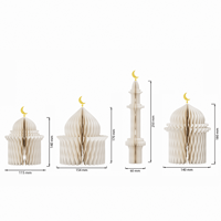 Décoration de table islamique pliable en papier écologique en forme de nid d'abeille 3D pour Ramadan Eid Mubarak, 4 pièces