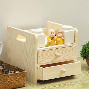 <b>Solid</b> <b>Wood</b> <b>Desk</b> Organizer Drawer Storage Box Pine Natural Color Rectangle Multipurpose Portable Standing Type Office Organizer - Product Image 1