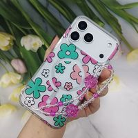 Coque de téléphone magnétique en TPU+PC style Ins avec fleurs et sangle pour iPhone 11 12 13 14 15 16 Plus 17 Pro Max et Redmi 14C