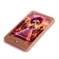 Barre de cuivre de 1 oz, motif Crâne de sucre du Jour des Morts, en relief, lingot métallique Catrina mexicaine, avec impression artistique couleur