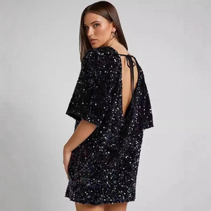 Off Shoulder <b>Sequin</b> Dress Short Skirt Evening Gown Women's Party Wear - Product Image 2