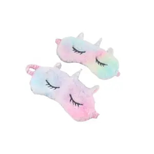 Eye Mask Furry Sleep Masks Comfortable Blindfold Eye Cover Colorful Satin Night Eyeshade Cover for Sleep Travel Nap Sleeping