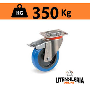 Roue élastique en caoutchouc 73AE avec frein avant robuste 350kg - Product Image 1