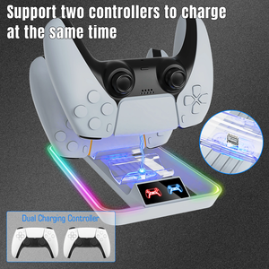 Estação de Carregamento Dupla com Display LED RGB de 14 Cores para Controles de Playstation 5 PS PS5 2 Pro <span class=keywords><strong>Slim</strong></span> Acessórios para Gamepad Joystick - Product Image 3