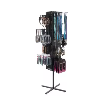 4-Sided Floor Display with Hook Elegant Rack Display for Products with Wheels — view 1