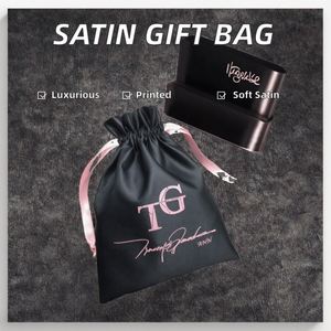 Bolsa de Embalaje de Regalo Cosmético Personalizada de Satén de Seda con Cordón, Impresión de Logotipo Serigrafiado, Protección Contra el Polvo, Marca CH, Venta al Por Mayor - Product Image 3