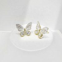 Boucles d'oreilles clous fines personnalisées en argent 925 plaqué or 18 carats, motif fleur émaillée vintage, style occidental, coquillage, pour femme, couleur blanc, pour soirée, style indien