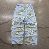 Jean baggy pour homme imprimé camouflage Y2K, coupe oversize, jambe large, denim streetwear, fermeture boutonnée