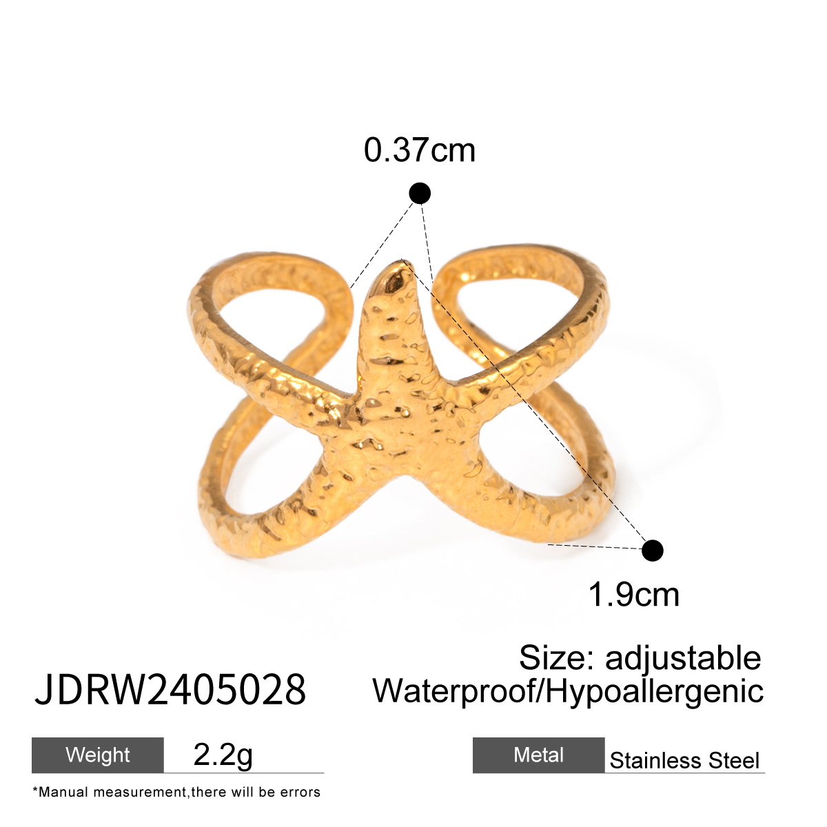 J&D Women's Coastal Rings - 18K Gold Plated Minimalist Jewelry