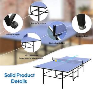 MDF profesyonel 9ft masa tenis masası, Net ile kapalı için katlanabilir pinpon masası, 2 masa tenisi kürekler ve 3 topları - Product Image 5