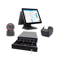 Système de point de vente tout-en-un personnalisé avec double écran tactile de 15,6 pouces, caisse enregistreuse hors ligne, terminal de point de vente, imprimante, scanner pour magasin de détail