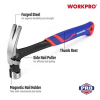 Marteau à griffes WORKPRO 450g (16oz) en acier au carbone forgé d'une seule pièce