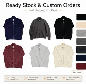 Custom Sweater Male 2025 Fashion Autumn Winter Wholesale <strong>Cardigan</strong> Blank Knitted Black <strong>Zip</strong> <strong>up</strong> Unisex Jackets <strong>Men</strong> Sweater - Product Image 1