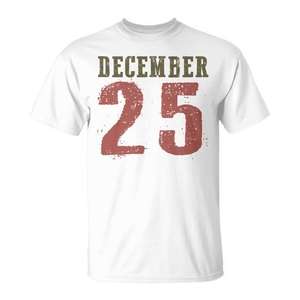 T-shirt de Noël du 25 décembre, design rétro, blanc, vêtements pour hommes - Product Image 1