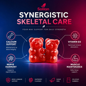 Gommose di Calcio e <span class=keywords><strong>Vitamina</strong></span> <span class=keywords><strong>D3</strong></span> Solilan OEM, Integratore per Ossa e Articolazioni, Etichetta Privata, per Adulti e Bambini, Supporto Immunitario - Product Image 4