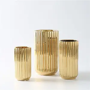 Free Sample High Quality Wholesale Gold Plating Modern Luxury Ceramic Vase