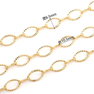 Chaîne ovale creuse en acier inoxydable, chaîne marquise plate, chaîne de clavicule DIY, bijoux en acier doré unisexe pour tous les jours - Product Image 2