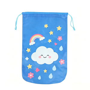 Cute Cartoon <b>Kids</b> <b>Drawstring</b> <b>Bag</b> Reusable Breathable Water-Resistant Dinner Plate Storage Pouch - Product Image 2
