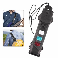 Réglable avec 3 supports de médiators de guitare sangle de guitare tête en cuir PU bandoulière en cuir pour accessoires de guitare basse